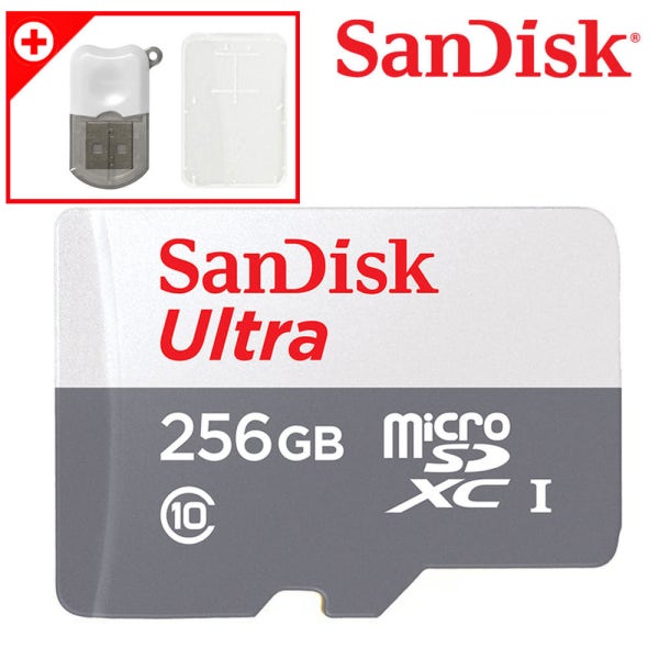 샌디스크 마이크로 SD카드 256GB ULTRA 핸드폰 닌텐도 블랙박스 메모리 QUNR +리더기