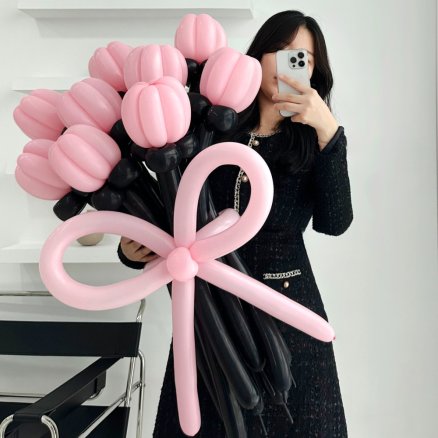알로카노 요술 풍선 튤립 꽃다발 만들기 DIY 블랙핑크 꽃풍선재료