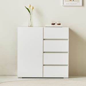 시몬 800 4서랍 선반 미니 다용도 서랍장 거실 베란다 높은 옷 수납장