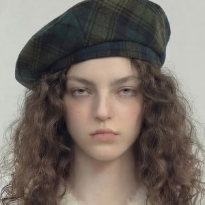 [언더컨트롤 스튜디오 베레모] 울 체크 패턴 포인트 화가모자 빵모자 그린