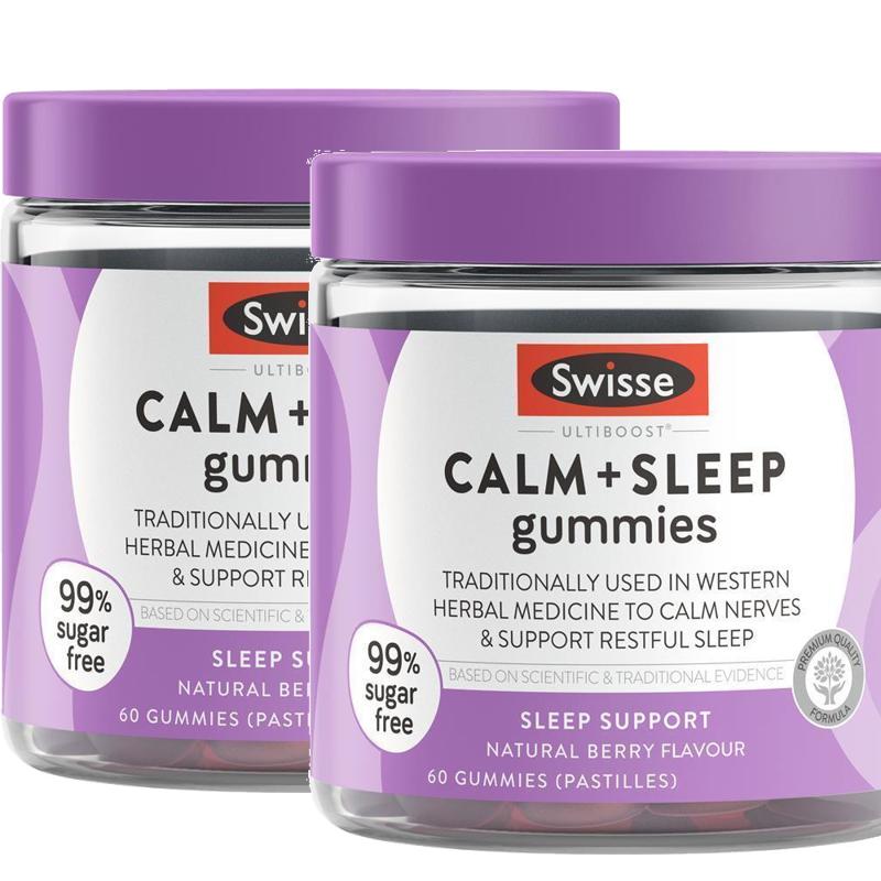 <b>스위스</b> 캄 슬립 구미 젤리 60정 비타민 B5 <b>판토텐산</b> 패션플라워 아슈와간다 2개 Swisse Calm And Sleep Gummies