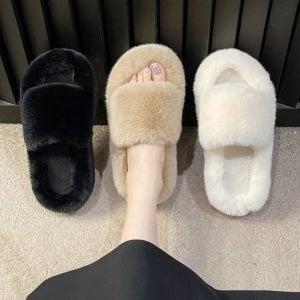 데일리 거실 실내화 여성 털 슬리퍼 신발 (3color)