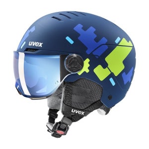우벡스 주니어 아동 스노우보드 스키 헬멧 2324 ROCKET JR VISOR Blue Puzzle Matt Litemirror Silver