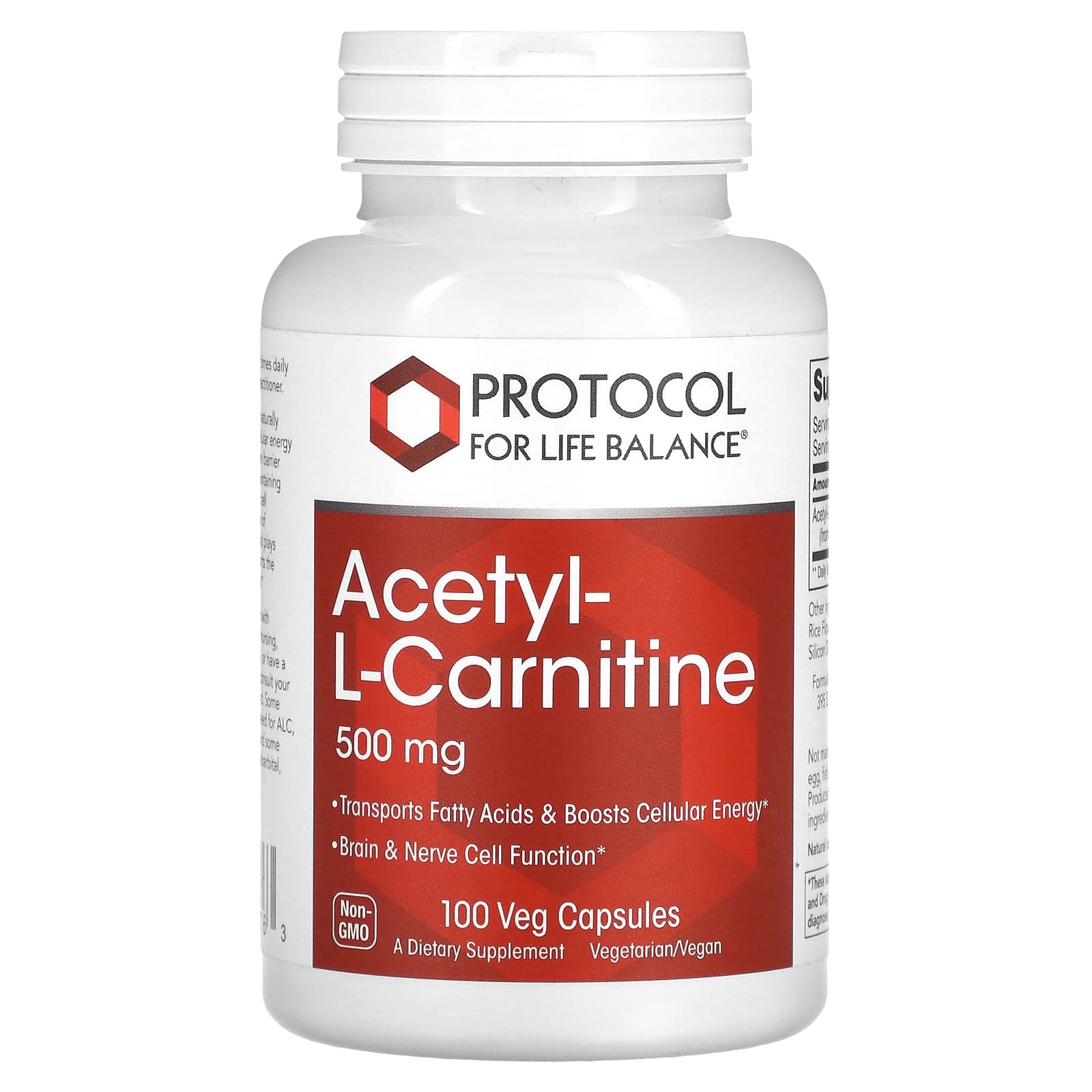 Protocol for Life Balance Acetyl-L-카르니틴 500mg 100 베지캡슐