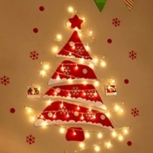 성탄절 유치원 장식 펠트 크리스마스 벽 트리 전구 포함