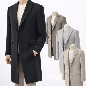 남자 캐시미어 혼방 덕다운 코트 겨울 정장 싱글 체스터 코트 출근룩