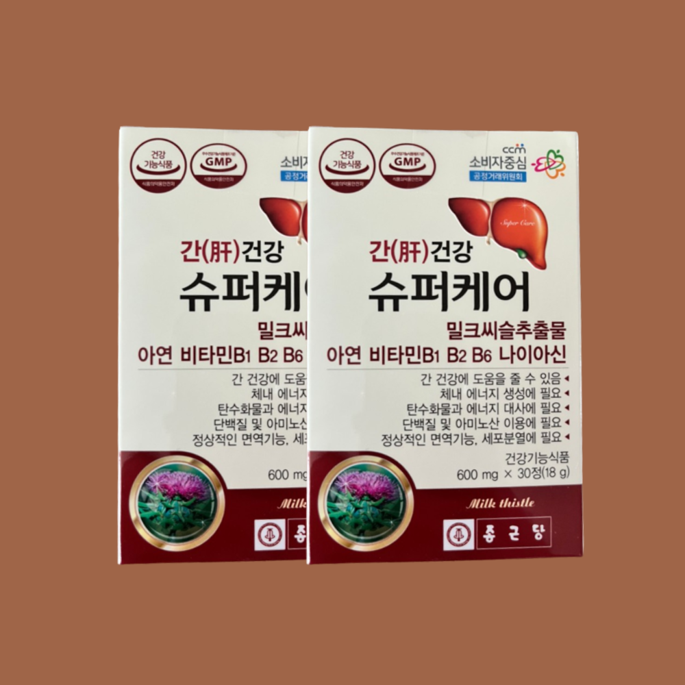 종근당 밀크씨슬 <b>간건강 슈퍼케어</b> 600mg 30정 2박스 2개월분