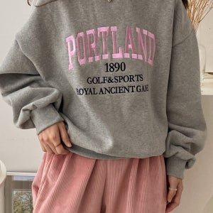 포틀랜드 오버핏 자수 기모 맨투맨 3color