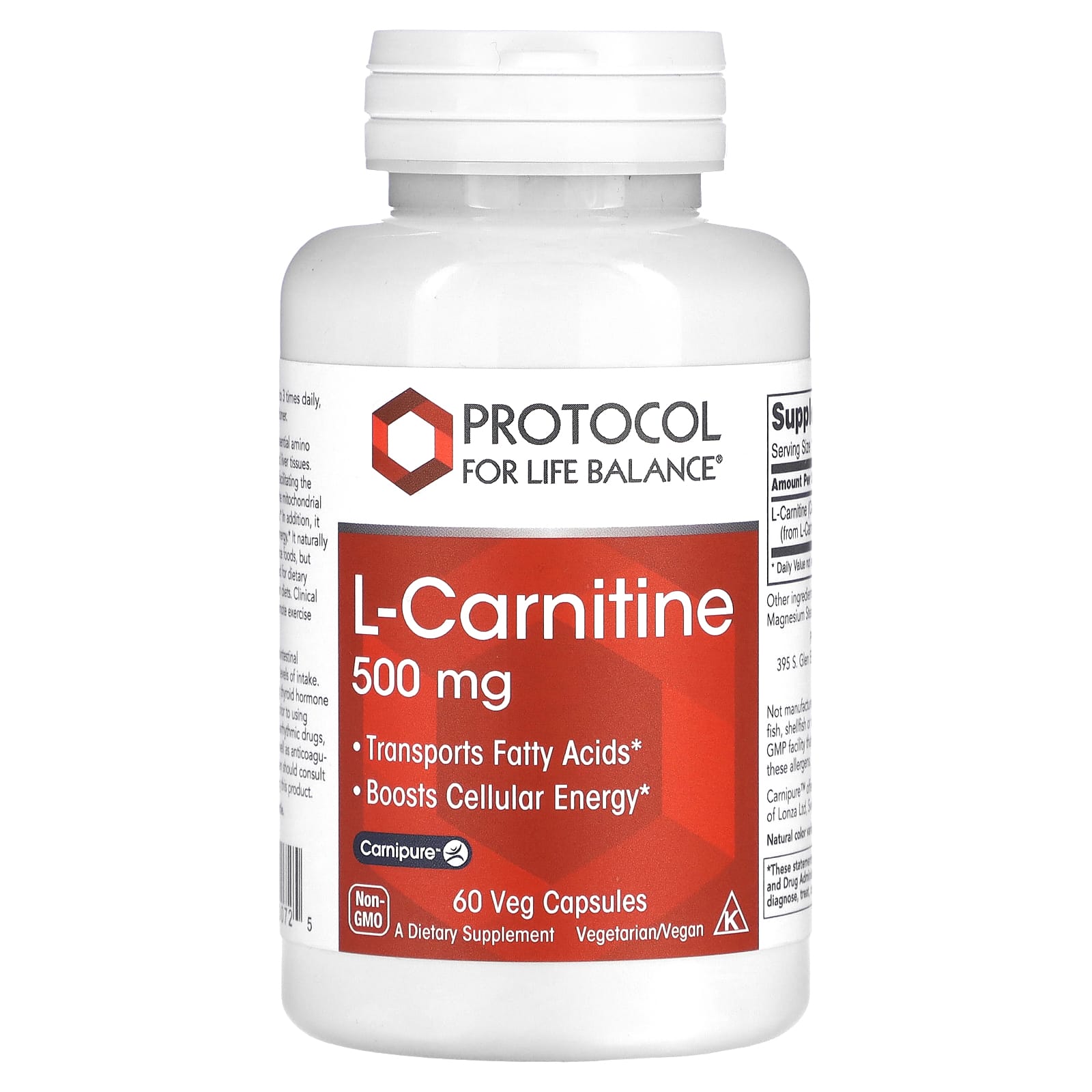 Protocol for Life Balance L-카르니틴 500mg 60 베지캡슐