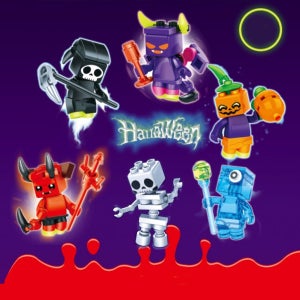할로윈 블럭 6종 야광 할로윈장식 할로윈장난감 악마 스컬 뱀파이어 리퍼 캐릭터 피규어