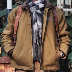 WE113 - 가을 겨울 남자 남성 USN 덱자켓 스웨이드자켓 N1 밀리터리 재킷 파카
