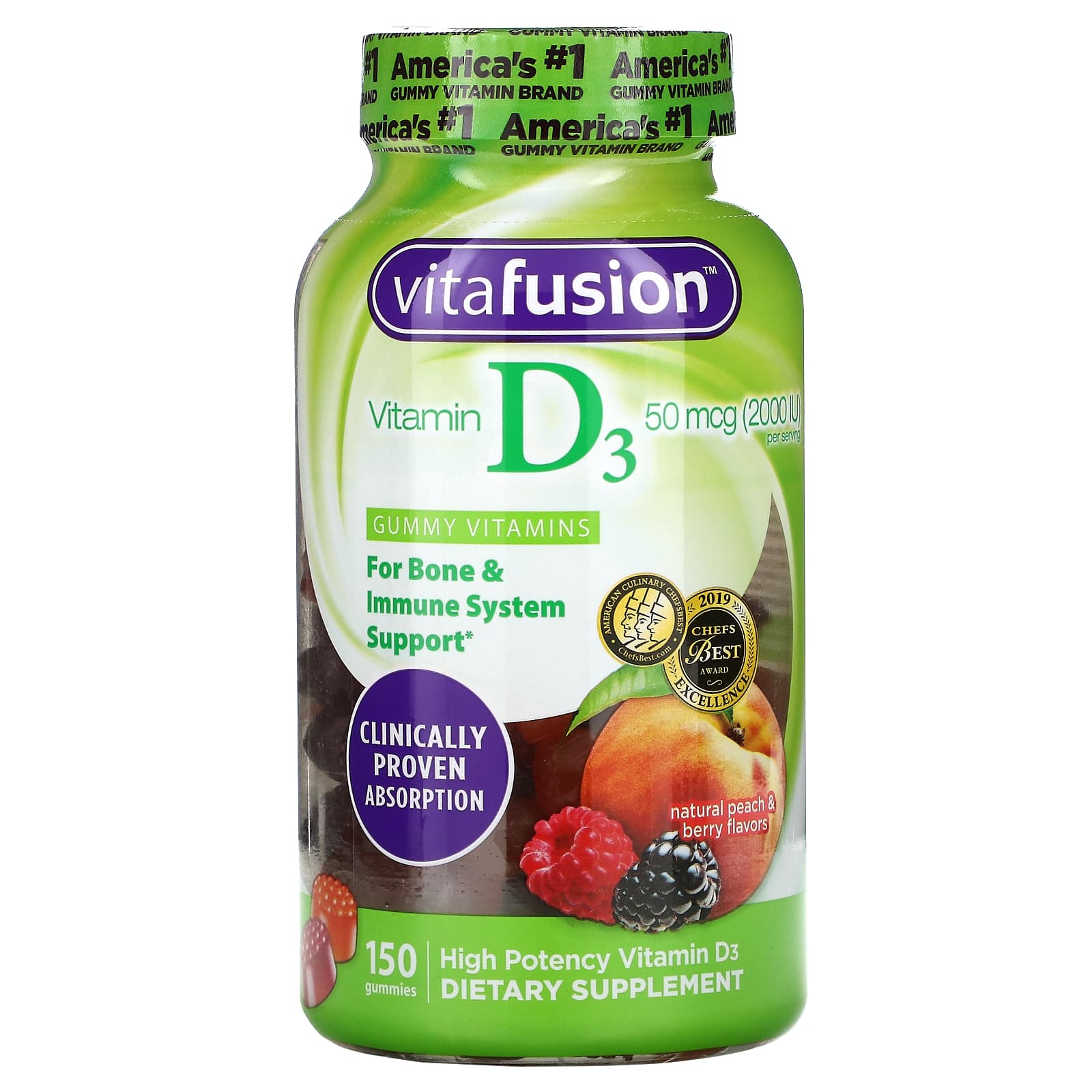 <b>VitaFusion 비타민 D</b> 25mcg (1 000 IU) 150정