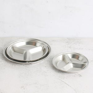 KING 스텐 원형 3구 간식접시