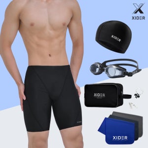 자이더 남자실내수영복세트 5부 7종 베이직 수영모자 수경 수영가방 귀마개 코클립 스포츠타올 S905