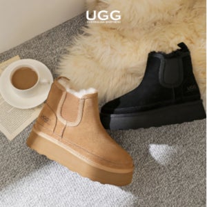 에버어그 첼시 플렛폼 키높이 부츠 미들부츠 양모 양털 생활방수 AS3047 체스트넛 블랙