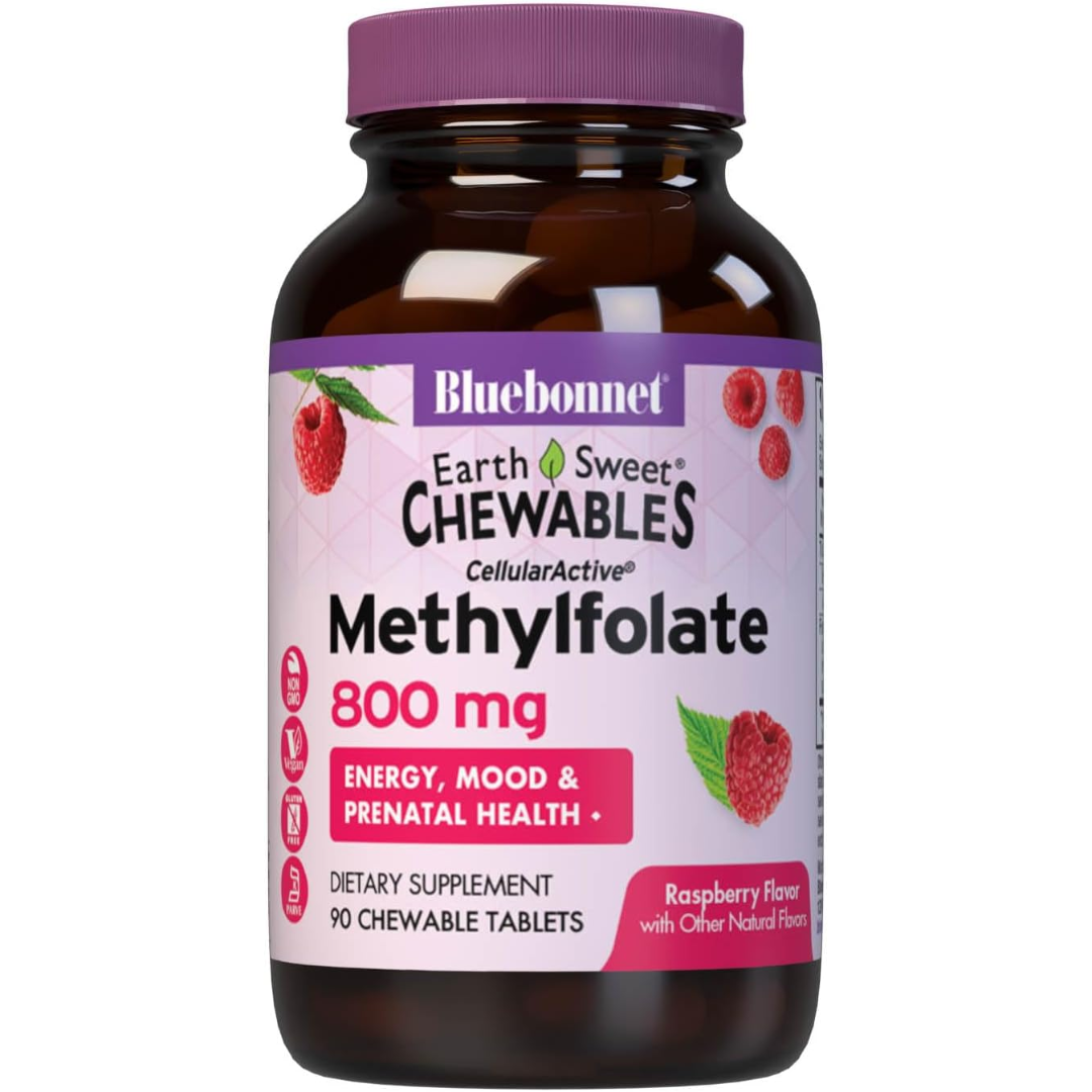 블루보넷 어쓰 스위트 메티<b>폴레이트 800mcg</b> 내추럴 라즈베리 90 츄어블