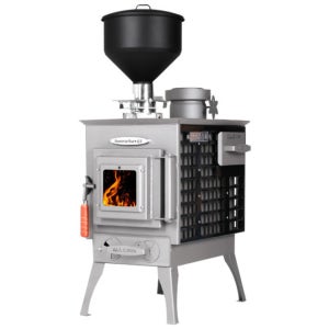 올쿡 나무난로 독일산 내열유리 25평형 S019