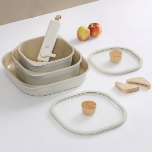 네오플램 피카 리저브 컴포트 손잡이 탈착 7종 인덕션 냄비 세트 (오프화이트)