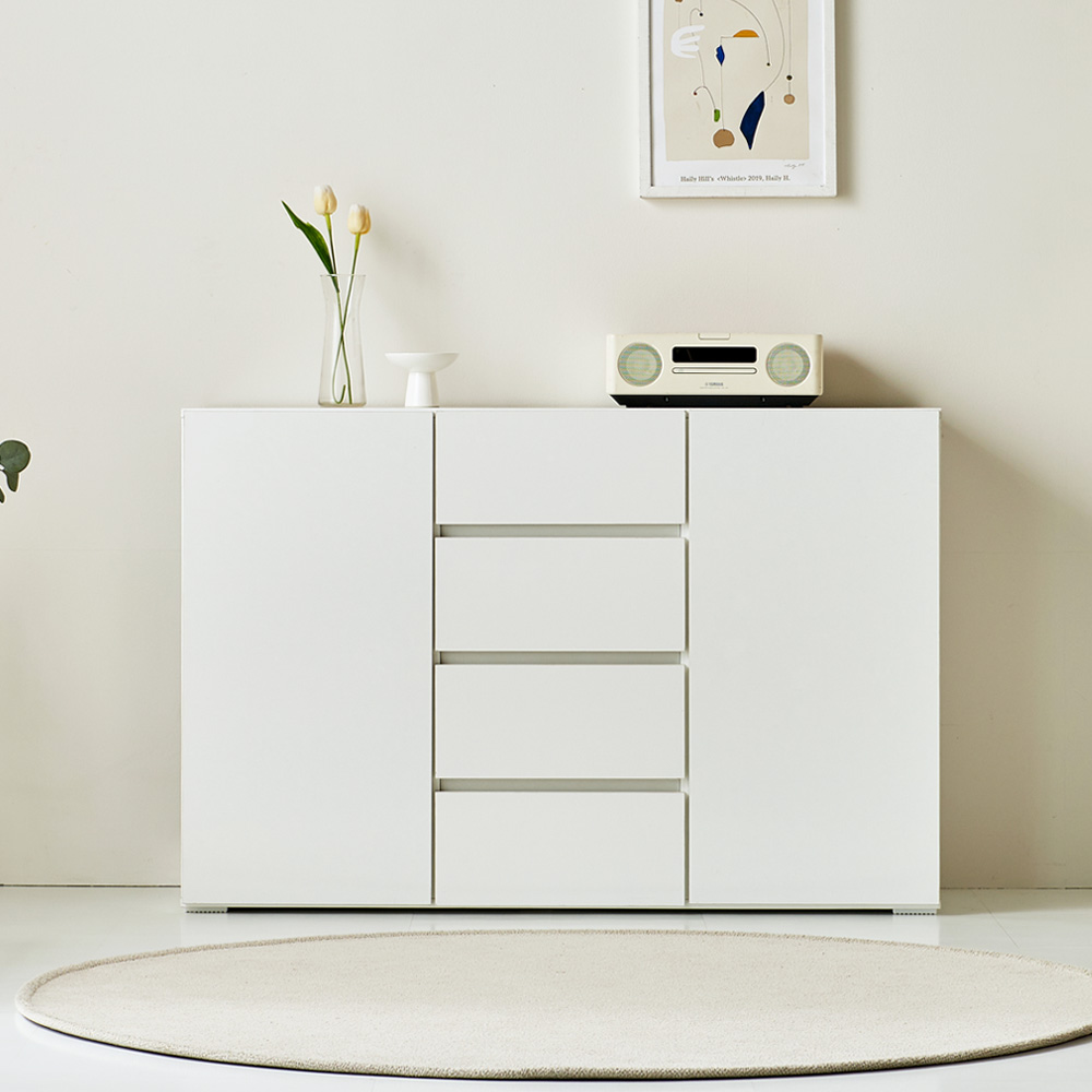 포일 주방수납장 홈카페 서랍장 커피머신 선반 1200x400x800mm, 4단, 화이트