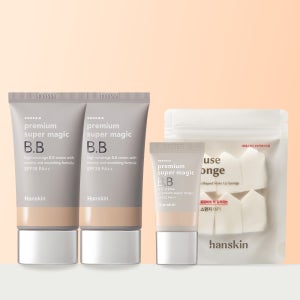 [스펀지 6매 증정] 한스킨 프리미엄 수퍼매직 비비크림 SPF35 45g 2개+10g