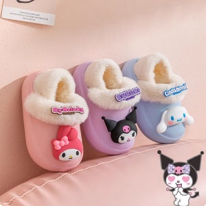 산리오 쿠로미 털슬리퍼 유아털신 캐릭터 방한화 털실내화 아동겨울슬리퍼