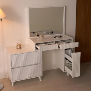 레시 화이트 템바보드 수납 서랍 확장형 화장대