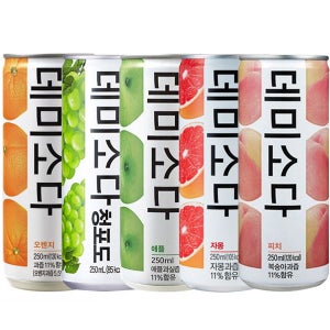 데미소다 애플 레몬 복숭아 청포도 혼합 250ml x 24 캔 동아오츠카 오란씨 탄산 저칼로리 음료