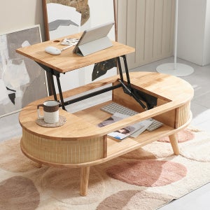 픽스 1100 리프트업 테이블 거실 쇼파 탁자 원형 좌식 밥상 원목 좌탁
