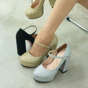 240 킬힐 하이힐 글리터 스톤펄 파티슈즈 메리제인 12cm 가보시힐