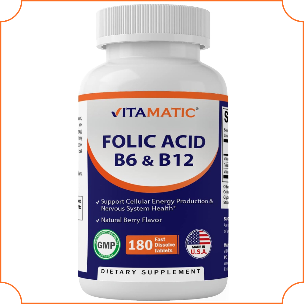 <b>엽산</b> 피리독신 Folic Acid 비타민B6 코발라민 B12 180정 비타메틱
