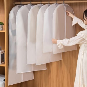 포모어 PEVA 반투명 심플 옷커버 앞 지퍼형 원피스 코트 패딩 양복 고급의류 관리 S