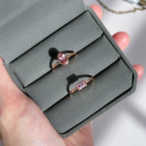 14K 18K 릴리 핑크 사파이어 해머링 반지