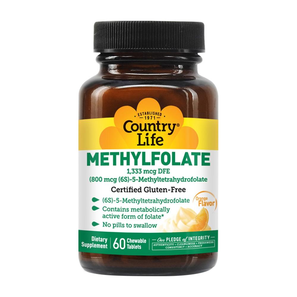 컨트리 라이프 메칠<b>폴레이트 1333</b> mcg DFE 오렌지 맛 60 츄어블 타블렛
