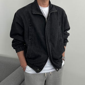 오버핏 워싱 데님 디테일 투웨이 흑청 자켓