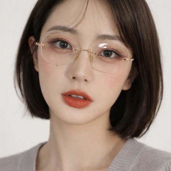 무테안경 힙한 긱시크 안경 여자 남자 투명 블루라이트차단 사각 티타늄 안경테 TGL27