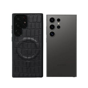 리퍼브 갤럭시s24플러스 맥세이프 가죽 범퍼 카드 케이스 악어 블랙 P85413