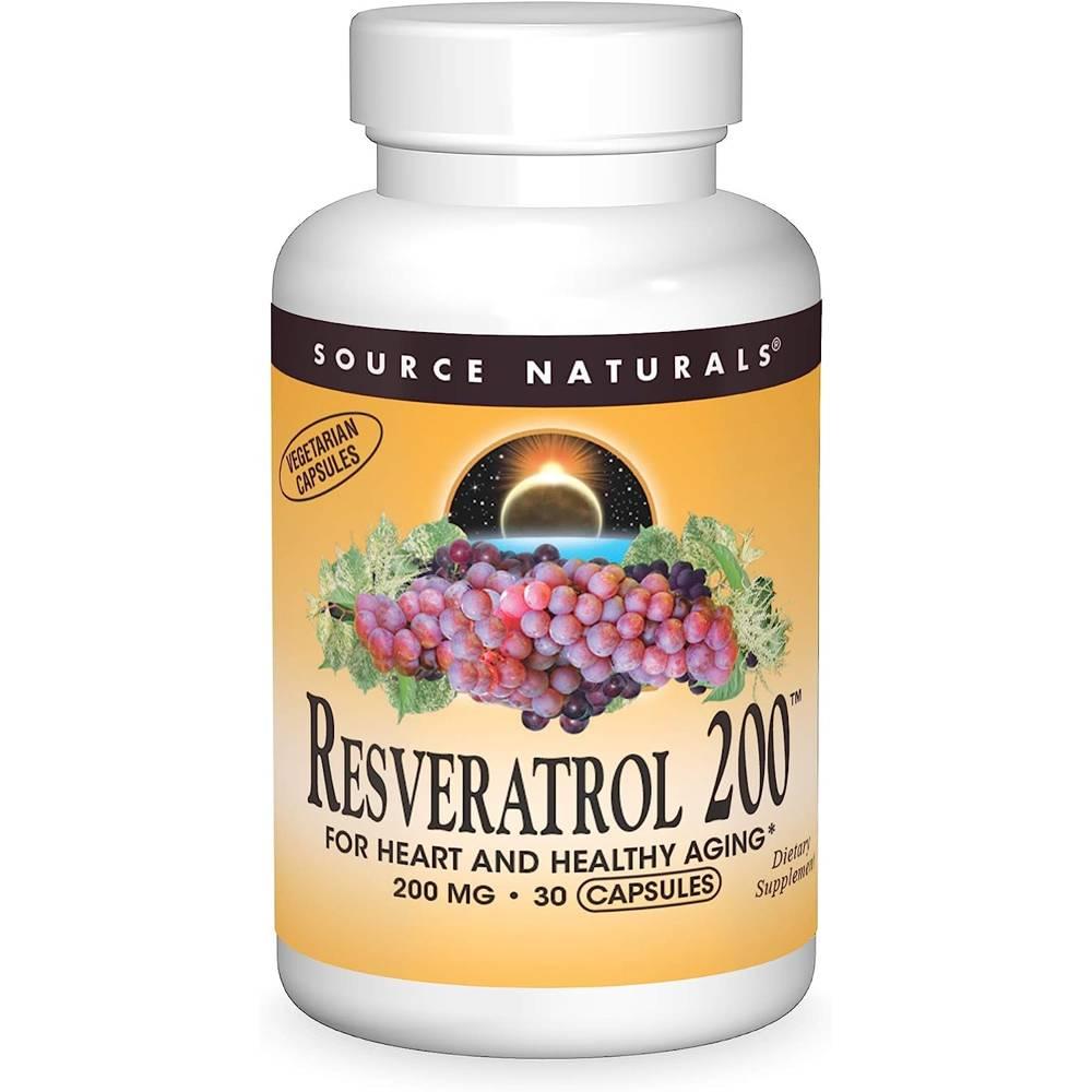 Source Naturals 소스네츄럴 레스베라트롤 200 200<b>mg</b> 식물성 캡슐 30정