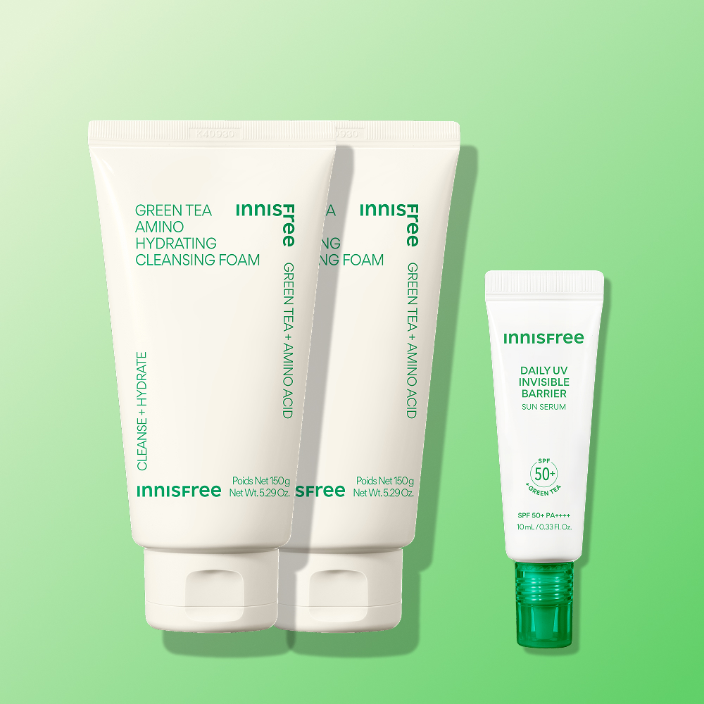 [더블구성] 이니스프리 그린티 아미노 수분 클렌징 폼 150ml, 2개