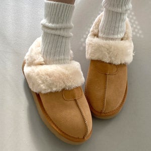 여성 털슬리퍼 겨울 스웨이드 따뜻한 양털 방한 퍼 슬리퍼