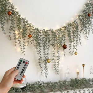 크리스마스 벽트리 가랜드 조명 장식 티트리 조화 풀세트 185cm