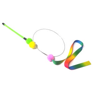 고양이 무지개폼폼 낚시대 스트레스해소 사냥본능 반려묘 장난감