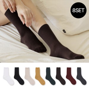 [8PACK] 싹스탑 여성 데일리 핏 장목 양말 8color