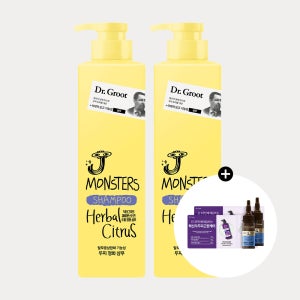 [청소년 샴푸] 닥터그루트 제이몬스터즈 두피정화샴푸 시트러스 385ml x2개(정수리냄새 두피트러블 지성 탈모기능성)+증정 집중케어 앰플 트릿 40ml+엑소좀 샤셰