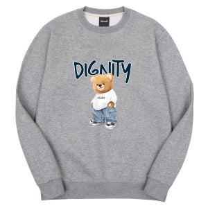 옥스타 남녀공용 디그니티 곰돌이 기모 오버핏 맨투맨