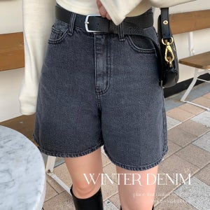 (무료배송/기모안감)컬렌 워싱데님 반바지(2color) [간절기반바지 기모데님팬츠 청반바지 진청 흑청 다크데님 코튼팬츠 탄탄 3부 4부반바지 하이웨스트 겨울반바지 a라인반바지]