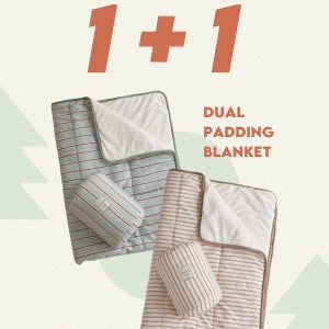 [1+1] 듀얼 패딩 담요 겨울 캠핑 이불 양면 블랭킷 담요 휴대용 차박 쇼파이불 (110x150/가방포함)
