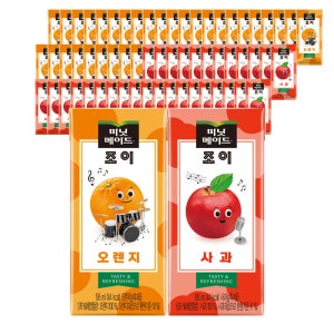 코카콜라 미닛메이드 조이 오렌지 195mlX32팩+애플 32팩/ 주스 음료수 팩음료