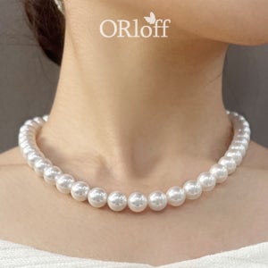 전체 14K 스와로브스키 화이트 유색 진주목걸이 금 붕어고리 장식 8mm 10mm