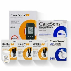 아이센스 케어센스N 혈당측정기 + 시험지 160p + 채혈침 100p + 알콜솜 100p 세트 1세트 GM505PAD(혈당측정기)