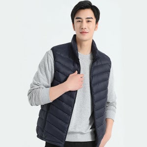 남자 경량 가벼운 조끼 패딩 다운 베스트 이너 등산 퀼팅 얇은 하이넥 집업 사무실 골프